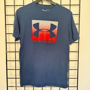 Under Armour Men's Navy Tee with Red and white Logo, Small